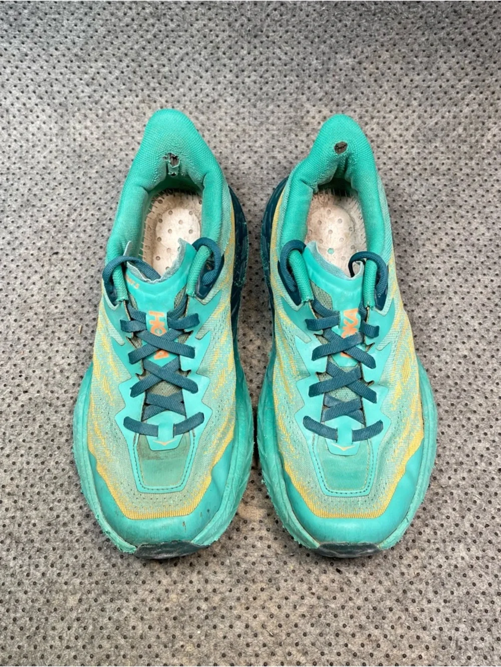 Hoka One One Speedgoat 5 Blue Running Shoes No Insoles Size 8.5 Women’s